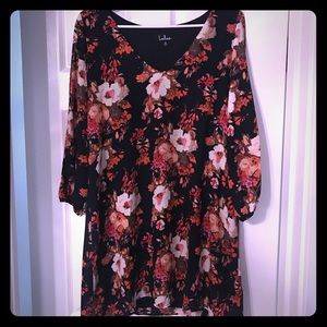 Navy Floral Print Dress